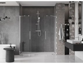 Mexen Velar Duo, posuvné dvere do otvoru 180x200 cm, 8mm číre sklo, chrómový profil, 871-180-000-02-01