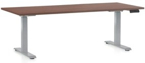 Výškovo nastaviteľný stôl OfficeTech D, 180 x 80 cm, sivá podnož, orech
