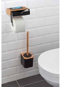 Čierny držiak na toaletný papier s bambusovým obložením Wenko