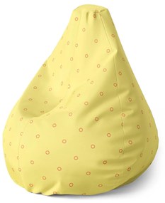 Sablio Sedací vak Pear Červené krúžky na žltej - 70 x 95 x 15 cm