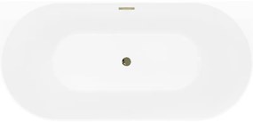 Mexen Oval Slim, voľne stojaca vaňa ku stene, 170 x 80 cm, biela-čierna, zlatý lesklý prepad, 52661708075-50