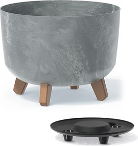 Plastový kvetináč na nožičkách DGRL300E 29 cm - sivý betón
