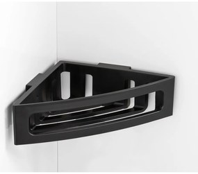 Čierna rohová samodržiaca plastová kúpeľňová polička Bralia - Wenko