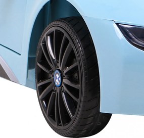 Ramiz BMW I8 Lift Battery Car Modrá + diaľkové ovládanie + pomalý štart + 3-bodové pásy + MP3 USB + LED
