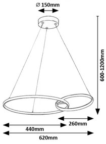 Rabalux 72296 - LED Luster na lanku EMILION LED/36W/230V čierna/zlatá