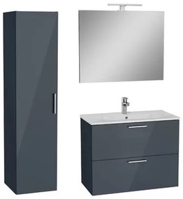 Kúpeľňová zostava s umývadlom vrátane umývadlovej batérie, vtoku a sifónu VitrA Mia antracit KSETMIA80A, 1 ks