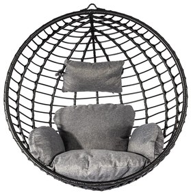 Čierne závesné kreslo z umelého ratanu Bonami Selection Mila