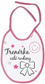 Baby Nellys Nepremokavý podbradník Trenérka celé rodiny, 24 x 27 cm - ružový
