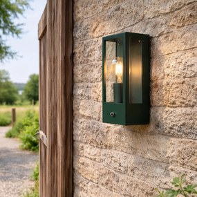Vonkajšia nástenná lampa tmavozelená so senzorom súmraku IP44 - Rotterdam