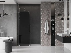 Mexen Velar, posuvné sprchové dvere do otvoru 150 cm, 8mm šedé sklo, brúsená oceľ, 871-150-000-41-97