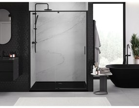 Mexen Exo, 1-krídlové dvere do otvoru 150x200 cm, 6mm číre sklo, čierny profil, 819-150-000-70-00