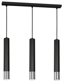Luster na lanku NEST 3xGU10/8W/230V čierna/lesklý chróm