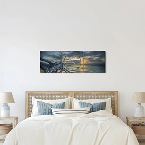 Obraz mora pri západe slnka (s hodinami) (90x30 cm)