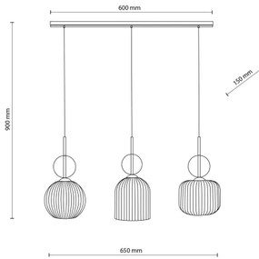 Závesný luster na lanku SOPHIA 3xE14/10W/230V čierna/dymová béžová