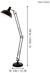 Eglo 94698 - Stojanová lampa BORGILLIO 1xE27/60W/230V