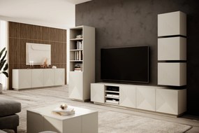 TV skrinka Asha 200 cm s ryhovaným frontom a výklenkom - kašmír