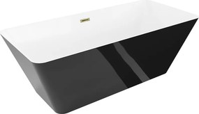 Mexen Velo Slim, voľne stojaca vaňa 170 × 75 cm, biela lesklá, zlatý lesklý prepad, 52811707500-50