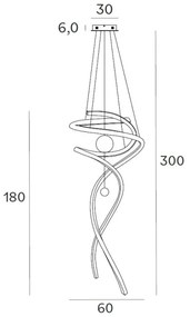 MAXLIGHT P0500D -LED S. luster na lanku RITZ LED/100W/230V pr. 60 cm CRI 90 čierna