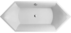 VILLEROY &amp; BOCH Squaro šesťuholníková vaňa z materiálu Quaryl, odtok v strede, 1900 x 800 x 500 mm, biela alpská, UBQ190SQR6V-01