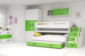 Multifunkčná poschodová posteľ MAX 1 - 200x80cm - Biely - Zelený