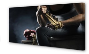 Obraz canvas Žena bandáž rukavice 120x60 cm