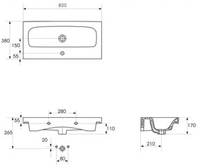 Cersanit S801-225-DSM - Závesná kúpeľňová skrinka s umývadlom MODUO SLIM biela