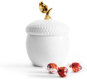 Multifunkčná dekoratívna dóza SAGAFORM Acorn, porcelán (biela, zlatá) 5017721