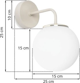 Nástenné svietidlo Florence 2, 1x biele sklenené tienidlo, be/g