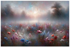 Tapeta jemné kvety v hmlistom opare