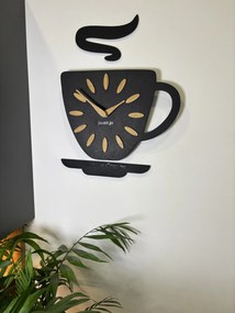 Dekorstudio Nástenné hodiny v tvare šálky Time for Coffee 45x30 cm – čierne