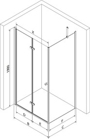 Mexen Lima, sprchový kút 90 (dvere) x 90 (stena) cm, 6mm číre sklo, čierny profil + SLIM čierna sprchová vanička 5cm s čiernym sifónom, 856-090-090-70-00-4070B