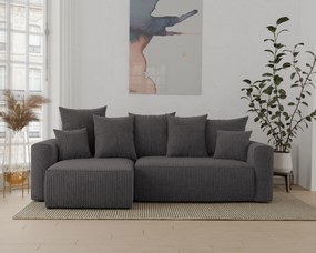 Rohová sedačka Denia (L) (sivočierna). Akcia -20%. Vlastná spoľahlivá doprava až k Vám domov. 1133123