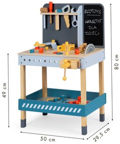 EcoToys Drevená dielňa s náradím - 47 ks.