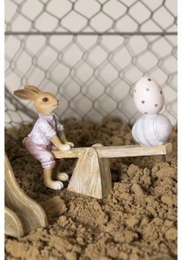 Veľkonočné dekorácie zajačika s vajíčkami na hojdačke - 16 * 3 * 12 cm