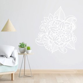 Veselá Stena Samolepka Kvetinový ornament Farba: bílá, Veľkosť: 100 x 86 cm