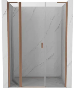Mexen, Mexen Mist L Otočné sprchové dvere 135 cm, transparentné, brúsená meď - 8A4L-135-001-65-00