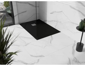 Mexen Stone+, obdĺžniková vanička z minerálneho kompozitu 130 x 80 cm, čierna matná, 44708013