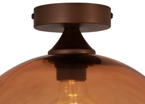 Stropné svietidlo Art Deco tmavý bronz s hnedým sklom - Sandra
