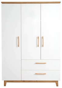 Biela detská šatníková skriňa v dekore duba 135x200 cm Finn – Roba