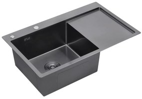Erga HD, 1-komorový oceľový drez 780x490x210 mm, ľavý, grafitová, ERG-MLS-HD7849LB