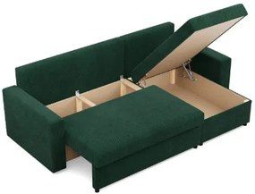 Rohová rozkladacia sedačka NEO Poso fľaškovo zelená