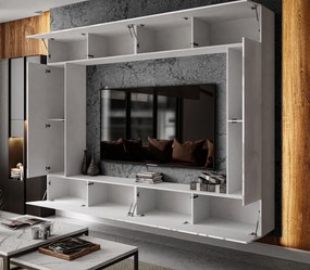 Obývacia stena BRIGE LED biela závesná