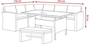 Rohová ratanová sedacia súprava Avenberg MARTINIK/PACIFIK -Svetlo sivá