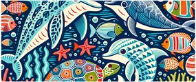 Obraz – Kreslené vodné zvieratká (120x50 cm)