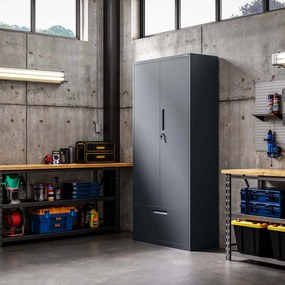Modulárna kovová multifunkčná skriňa s vysokou zásuvkou antracitová MEGAN 1950 x 900 x 400 mm