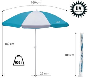 Slnečník 160 cm NILS Camp NC7813 sv.modrý