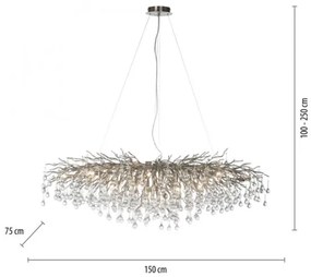 Paul Neuhaus 2031-55 - Luster na lanku ICICLE 15xG9/40W/230V 75x150 cm chróm
