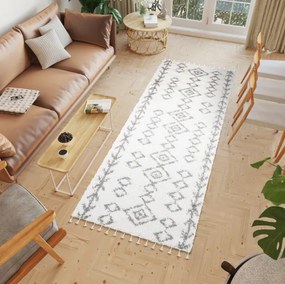 Huňatý biely behúň Šírka: 100 cm | Dĺžka: 250 cm