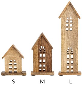 Bloomingville Drevený svietnik Culine Mango Wood – set 3 ks