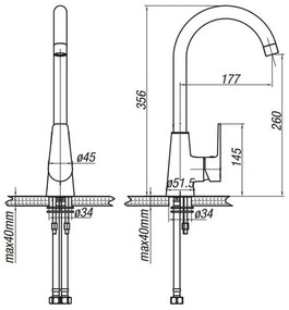 LOTOSAN LB47440 DIANA kuchynská stojanková batéria chróm